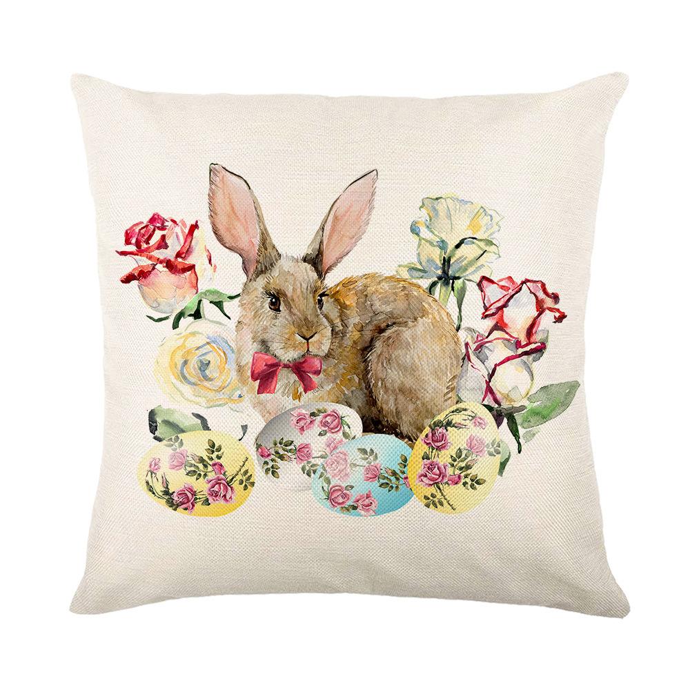 Home Nordic Easter Bunny Pillow Cover Sofa Pillow Bedside Pillow Cover Linen Pillow Cover