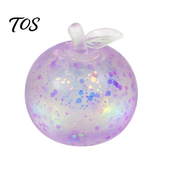Cute Desktop Decoration Ornaments Maltose Glitter Apple Squeeze Stress Ball, Soft TPR Slow Rising Fidget Sensory Toys for Anxiety Toy Relief,