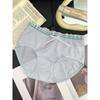Girl Spring and Autumn Sweet Plaid Edge Splicing 10A Antibacterial Wrapped Hip Mid Waist Triangle Briefs