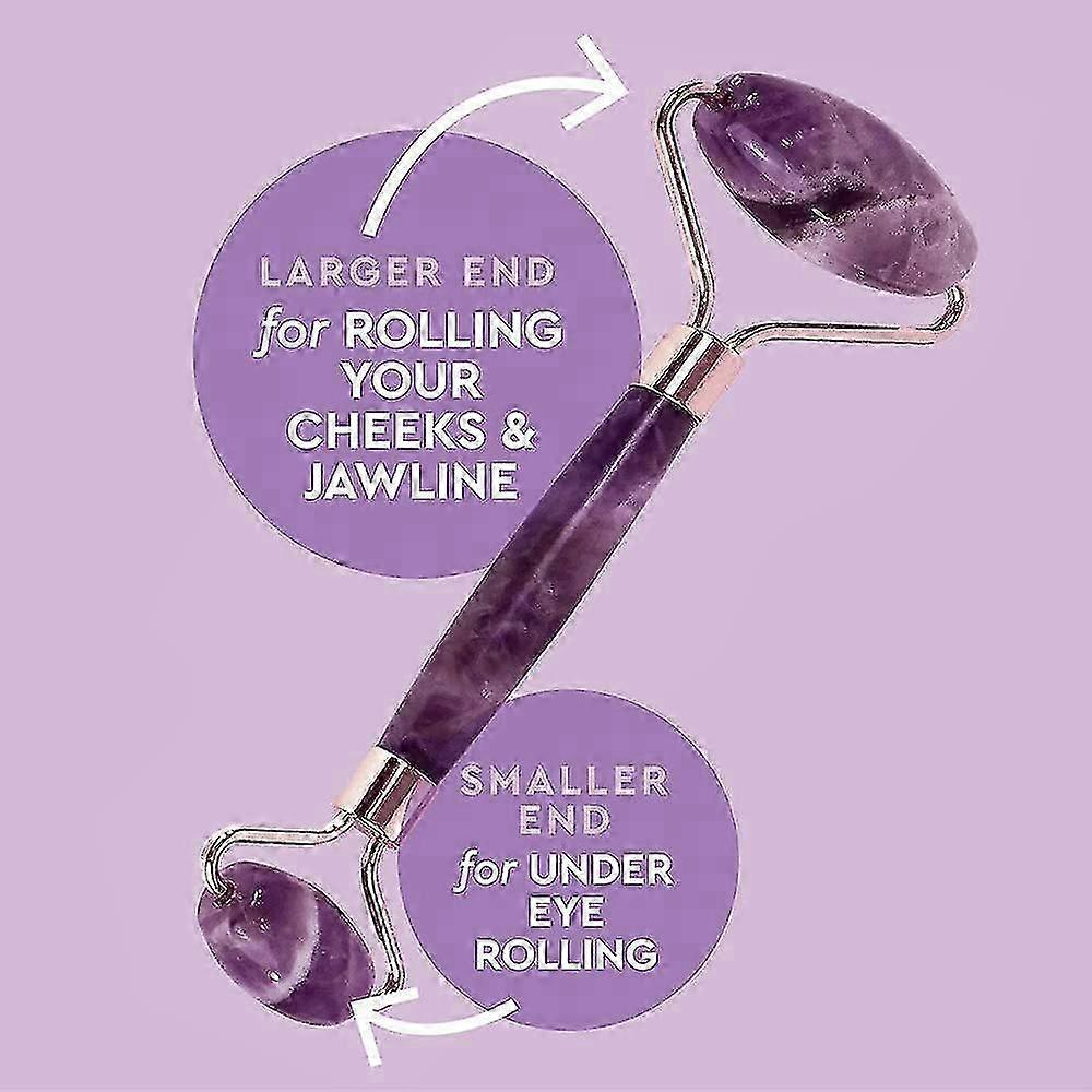 Jade Roller For Face Amethyst Derma Roller And Gua Sha Set For Skincare, Face Roller And Dark Circles Under Eye Treatment