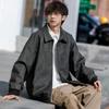 Yousheng Men Jacket Coat Lapel Long Sleeve Solid Color Coat with Pockets Loose Fit Full Zipper Closure Versatile Outwear
