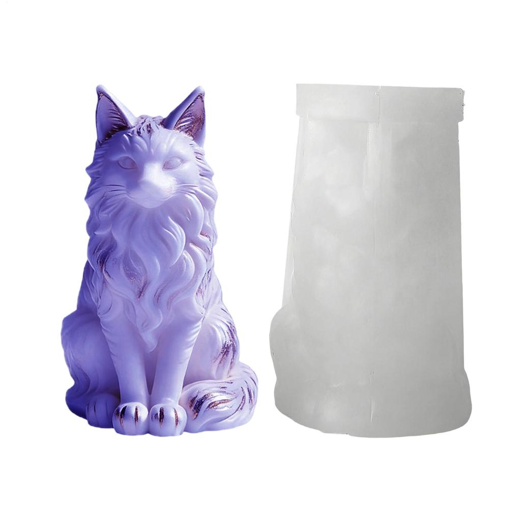 3D Cat Resin Mold Sitting Maine Coon Cat Silicone Mold For DIY Scented Candle Wax Plaster Epoxy Craft Home Decor Gift