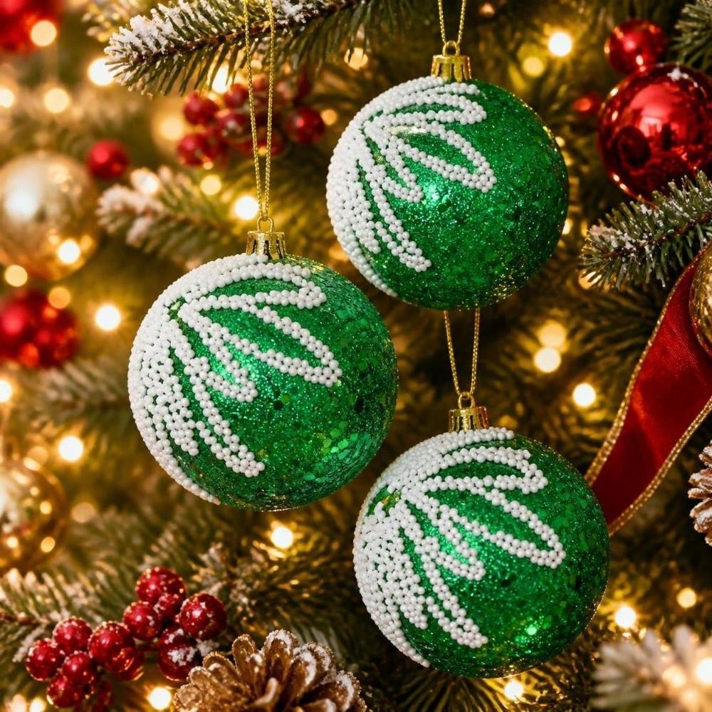 3Pcs/Set Creative Christmas Tree Balls 8CM Xmas Ornament Ball Durable Christmas Ball Home