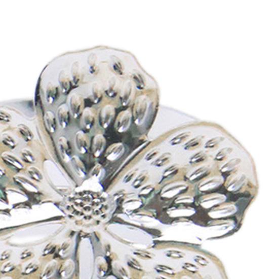 6 Pcs Flower Napkin Rings Metal Napkin Holders Silver Golden Flower Napkin Rings with Textured Petals for Dinner Table Wedding Party