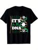 Cotton T-shirt with Bold "IT's IN MY DNA" Billiard Graphic Print - Black Casual Short Sleeve Crew Neck Tee