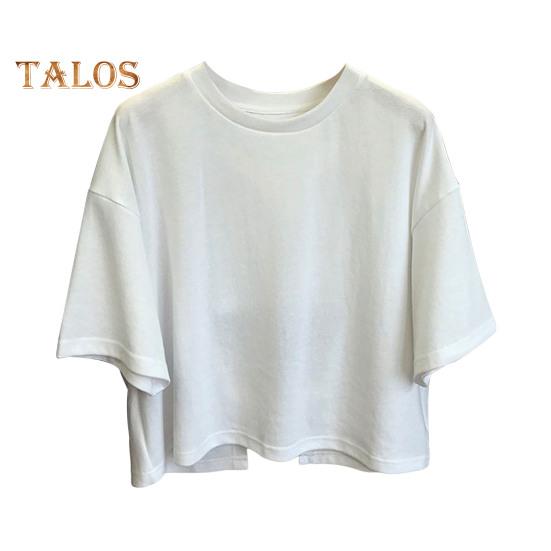 Dámské zkrácené topy s kulatým výstřihem a krátkým rukávem, design s dutými zády, jednobarevné topy, letní prázdninové tričko