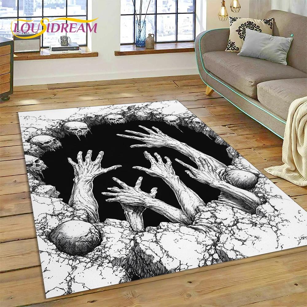2025 New Gothic Horror Character Skull Ghost Spirit Carpet Rug for Bedroom Living Room Home Sofa Decoration,kids Decor Floor Mat