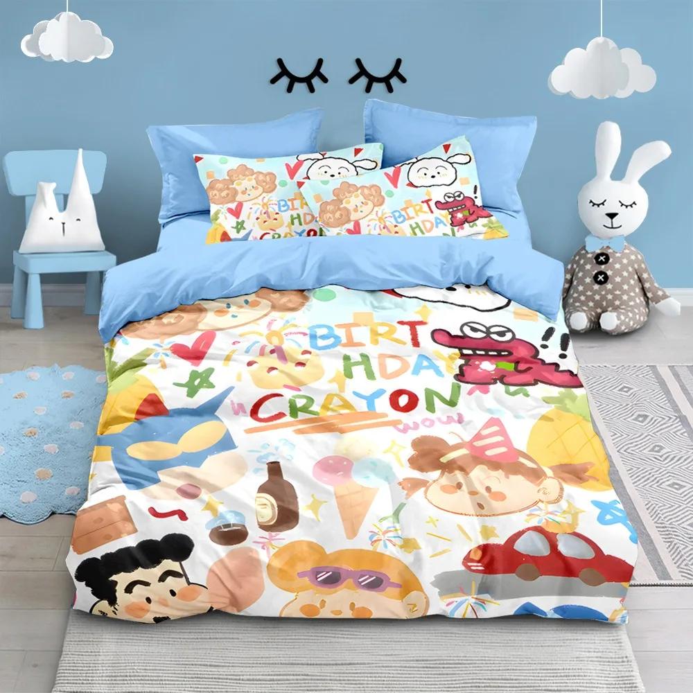 3D Printed Crayon Shin-chan Bedding Set Double Large Duvet Cover Set Pillowcase Home Textile Boy Girls Adult Gifts