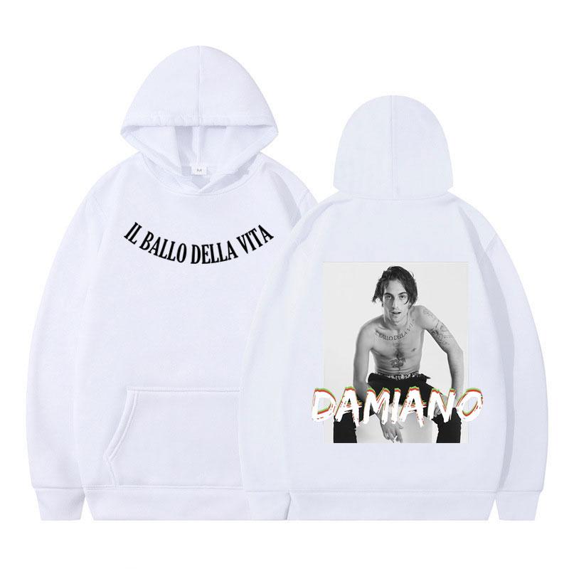 Damiano David Popmusik Print Hoodie Herren Damen Oversized Sportbekleidung Lange Ärmel Hip-Hop Harajuku Kapuzenpullover Streetwear