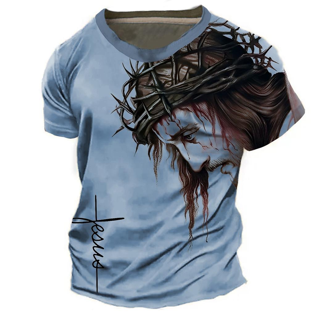Men's Graphic Cross T Shirt Tee Short Sleeve T shirt 3D Print Crew Neck Shirt Vintage Fashion Designer Casual Daily Outdoor Black