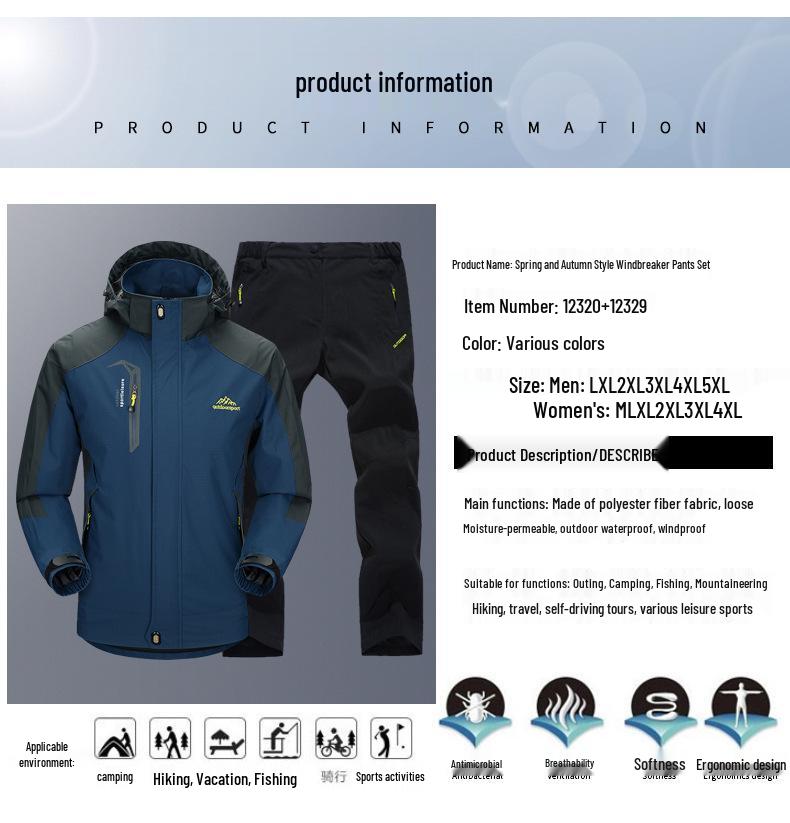 Unisex Vindtät & Vattentät Friluftsbergsklättringsdräkt för Vår/Höst