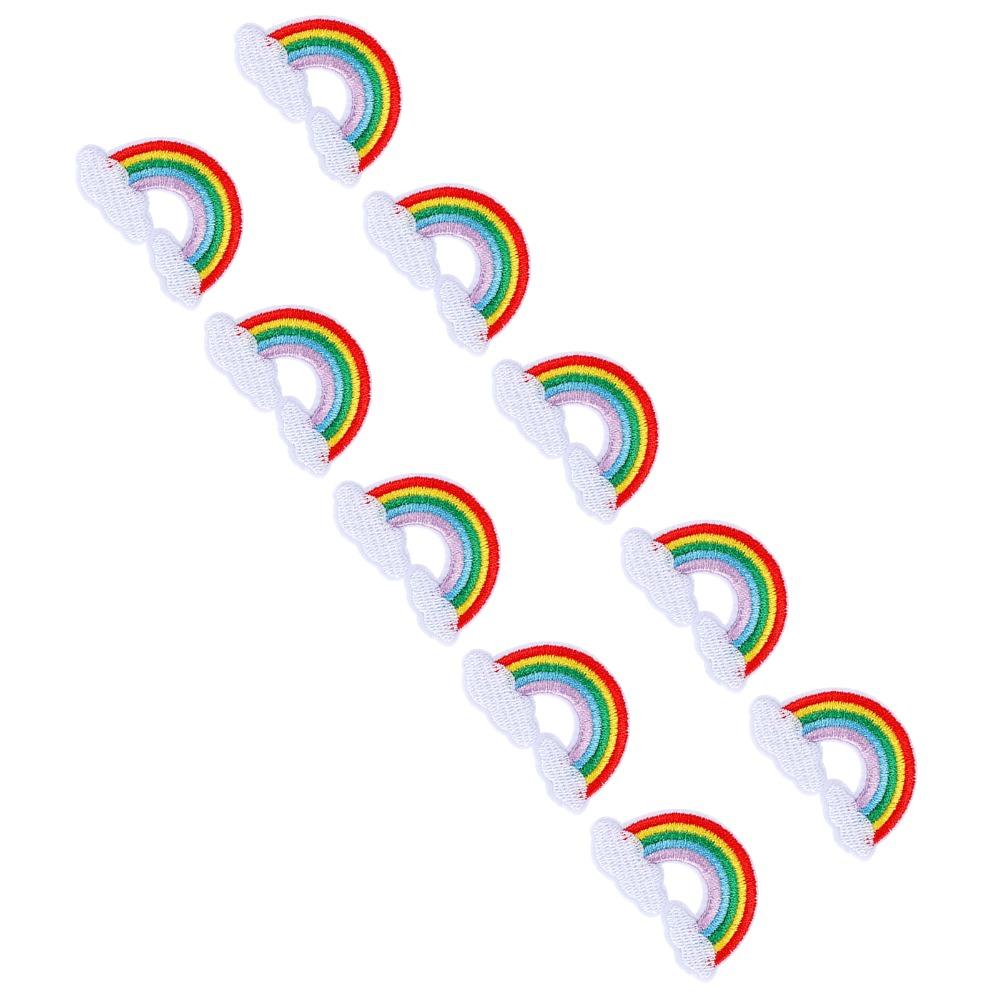 10 Stück Bunte Stoffflicken Regenbogenmuster Aufbügelflicken Aufnäher Kleidung Dekoration