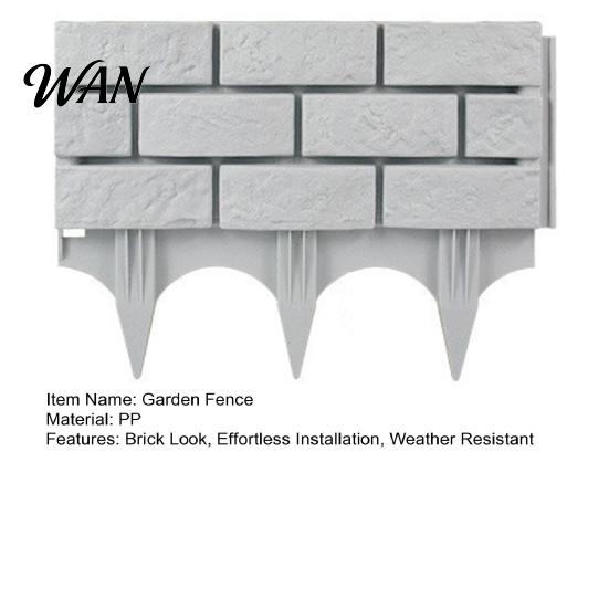 Lawn Border Fencing Plastic Garden Retaining Fence Brick Look Edging Outdoor Landscape Decorative Picket Panel for Flower Beds Paths Lawns Yard