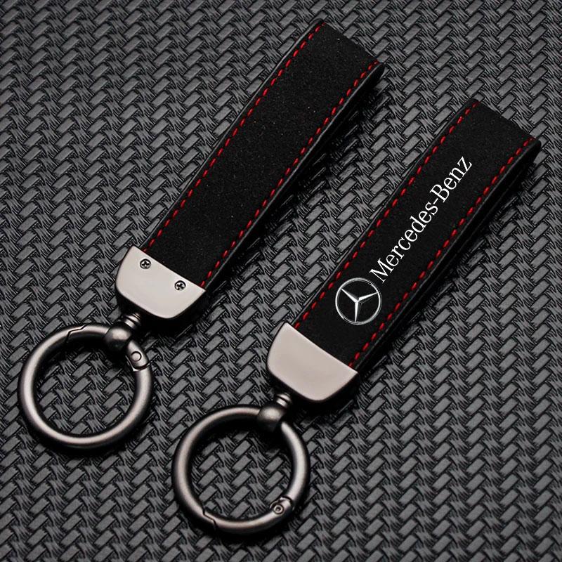 GLC GLB Suede Leather Keyrings Luxury Car AMG Keychain Accessories For Mercedes Benz W204 W205 W203 W211 W212 W213 W201 W210 W1