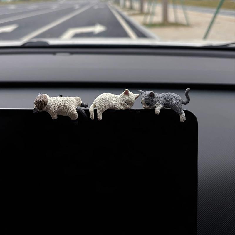 Cute Car Decoration Sleeping Cat Doll Creative Auto Ornaments Toys Cat Micro Landscape Model Cute Car Accessories Gifts