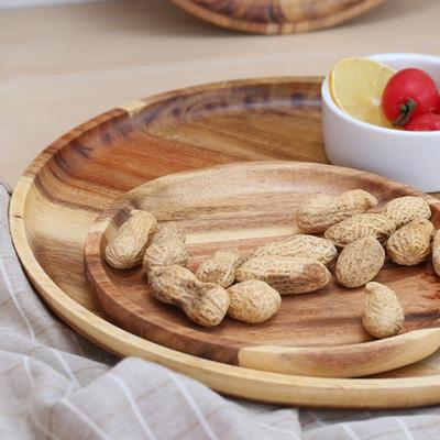 Snack-Teller in runder Form, platzsparendes Holz-Sandwich-Brot-Tee-Tablett