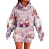 Ladies' Christmas Printed Bow Long Sleeved Loose Fitting Headband With Rope Hooded Sweatshirt Top