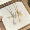 Korean Style Tassel Double Gourd Clavicle Chain Necklace For Women High Quality Jewelry