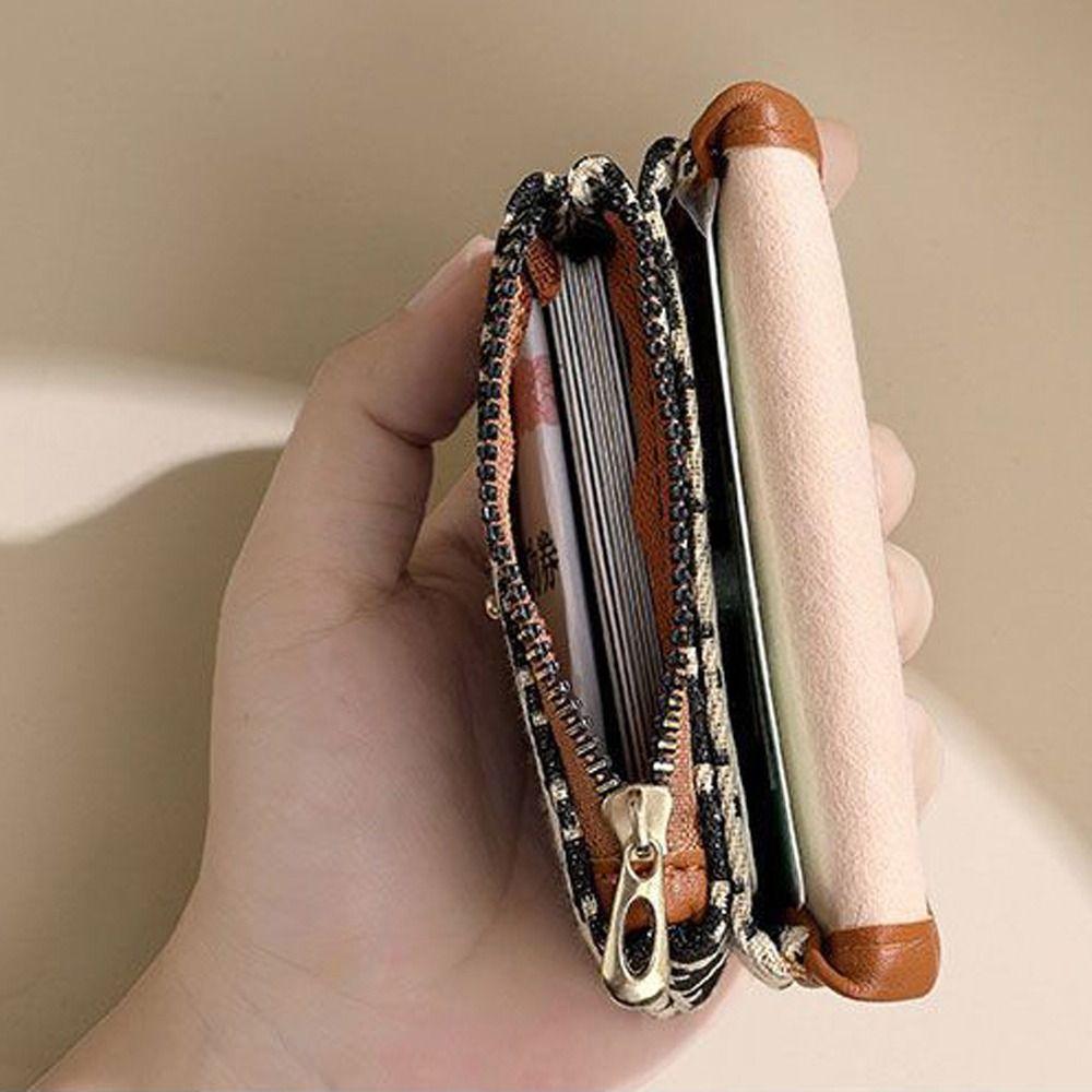 Zipper Coin Purse Fashionable Handbag Women Mini Ultra-thin Short Style Small Purse Large Capacity Key Card Bag Square Coin Bag