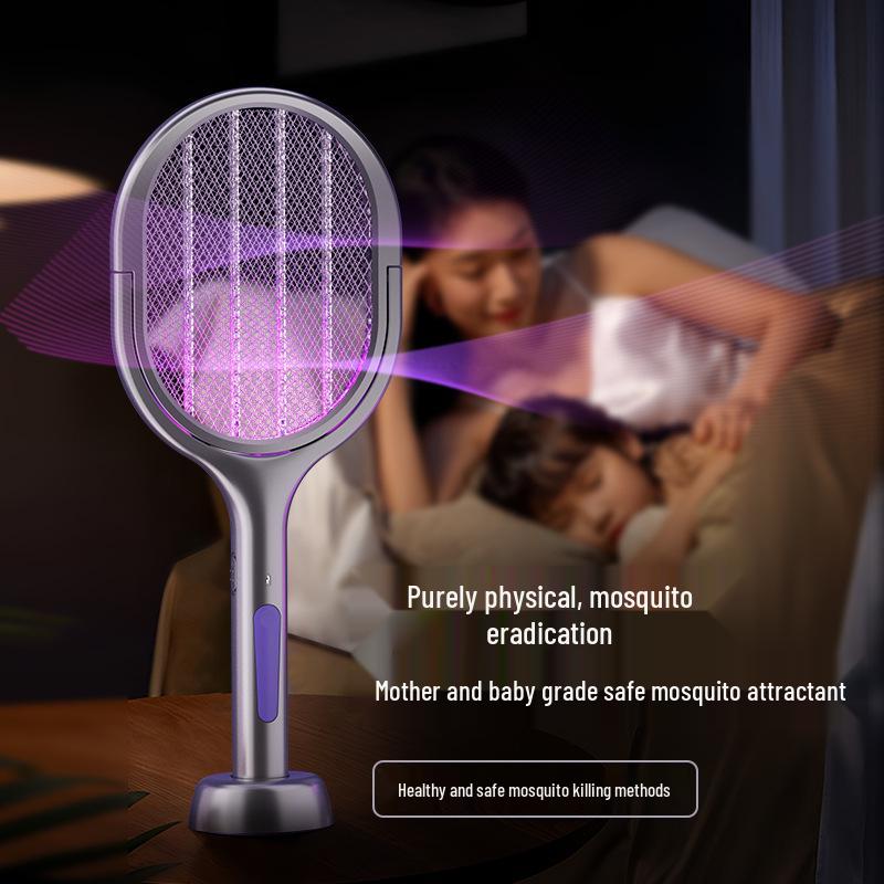 Rechargeable Telescopic Electric Mosquito Swatter & Lamp with USB Purple Light