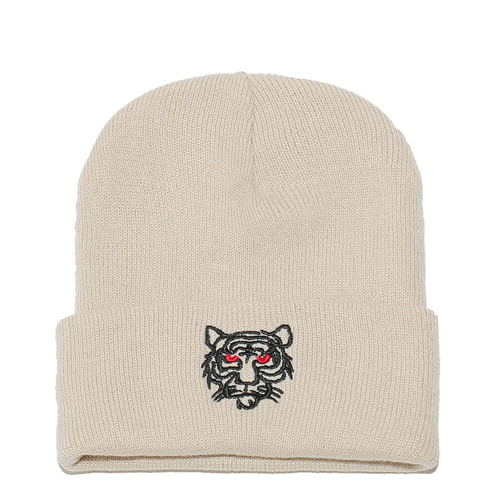 Tiger Head Wool Knitted Hat Student Outdoor Men's and Women's Winter Thermal Hat Pullover Hat Men