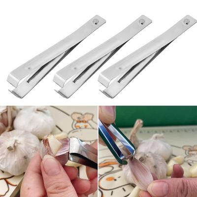 3Pcs Garlic Peeler Clips Stainless Steel Garlic Peeler Skin Fish Bones Chicken Duck Feathers Remover Tweezers Easily Peel Garlic Skin Avoid