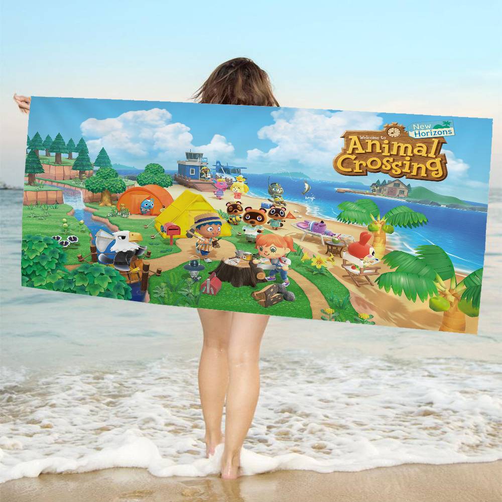 Cartoon Animal C-Crossing Beach Towel Colorful Bath Towels for Girl Microfiber Quick Dry Custom Sand Free Beach Yoga Spa Gym