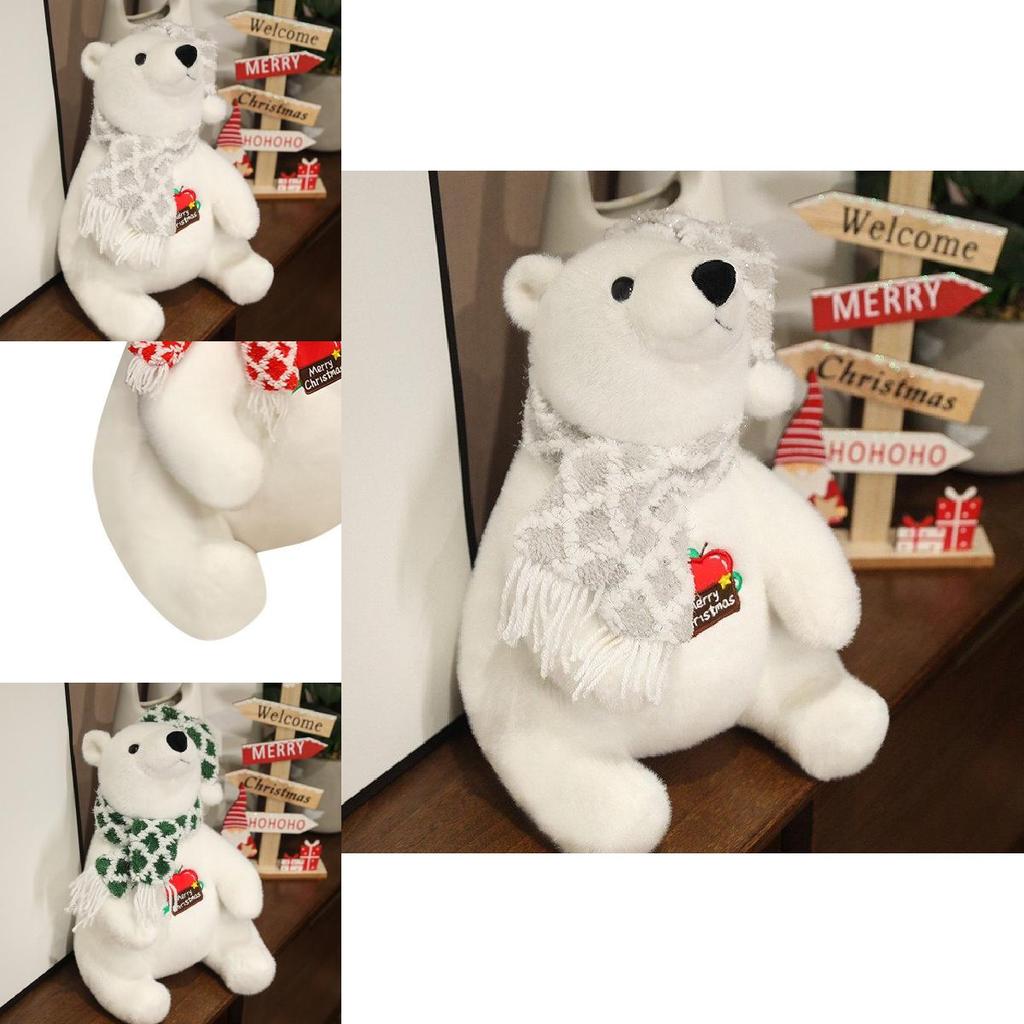 Entzückendes weißes Plüsch-Eisbär-Spielzeug mit niedlichem Schal Perfekt für Kindergeburtstagsgeschenke und Dekorationen