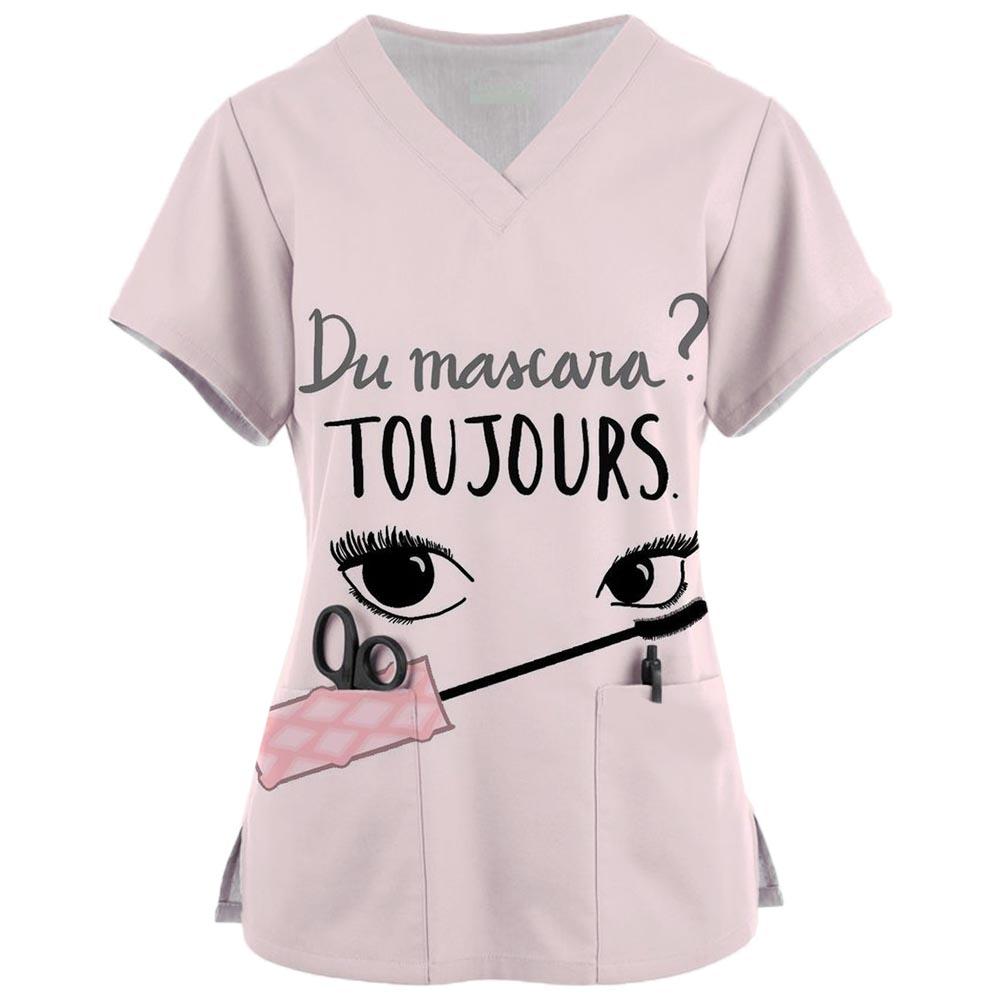 Φορέματα Σπα με Κινούμενα Σχέδια Μπλούζες Ομορφιάς και Υγείας Επαγγελματική Στολή Κομμωτηρίου Γυναικεία Μπλουζάκια