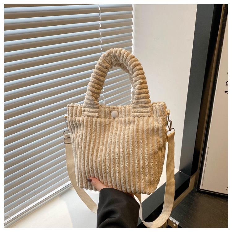 2024 Winter Corduroy Plush Crossbody Bucket Bag - Cute Furry Handbag