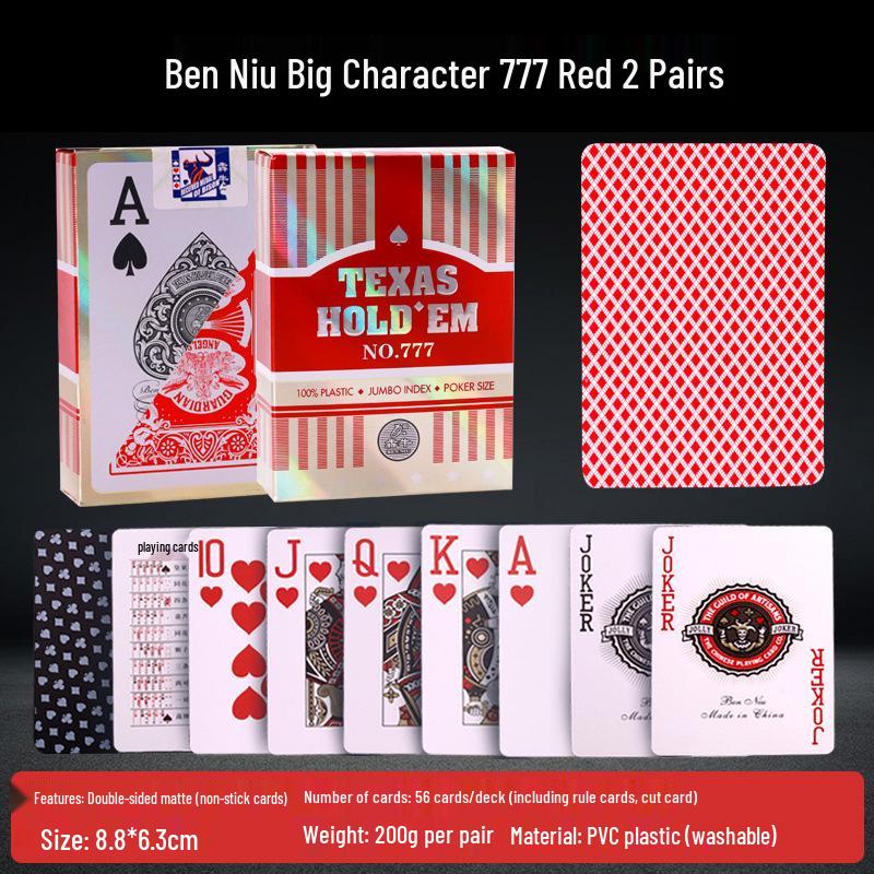 Gold Art 606 Waterproof Texas Hold'em Poker Cards, Large Font, Durable and Washable