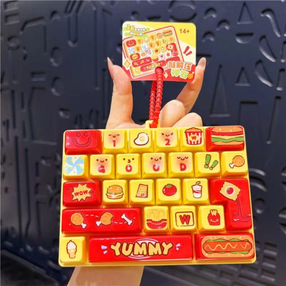 Creative Design Decompression Button Toy 26 Key Keyboard Keychain  Bag Accessory