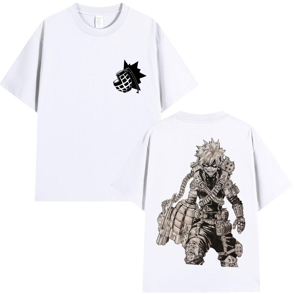 Anime My Hero Academia Katsuki Bakugo T Shirts Men's Harajuku Manga Summer T Shirt Oversized Cotton O-Neck T-shirt