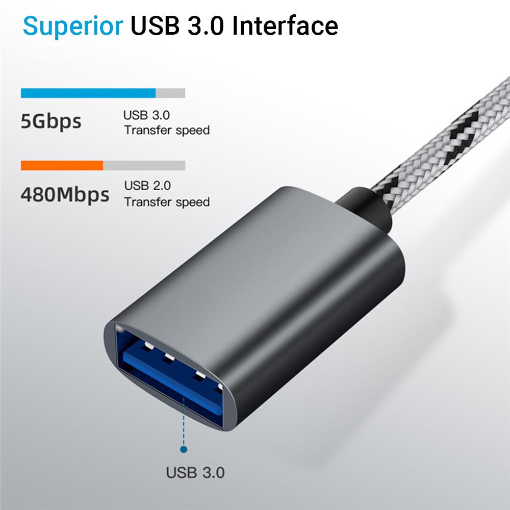 2 in 1 USB OTG Cable Type C Micro USB to USB 3.0 Adapter Braided Designed Data Transfer Cable Compatible with Andriod