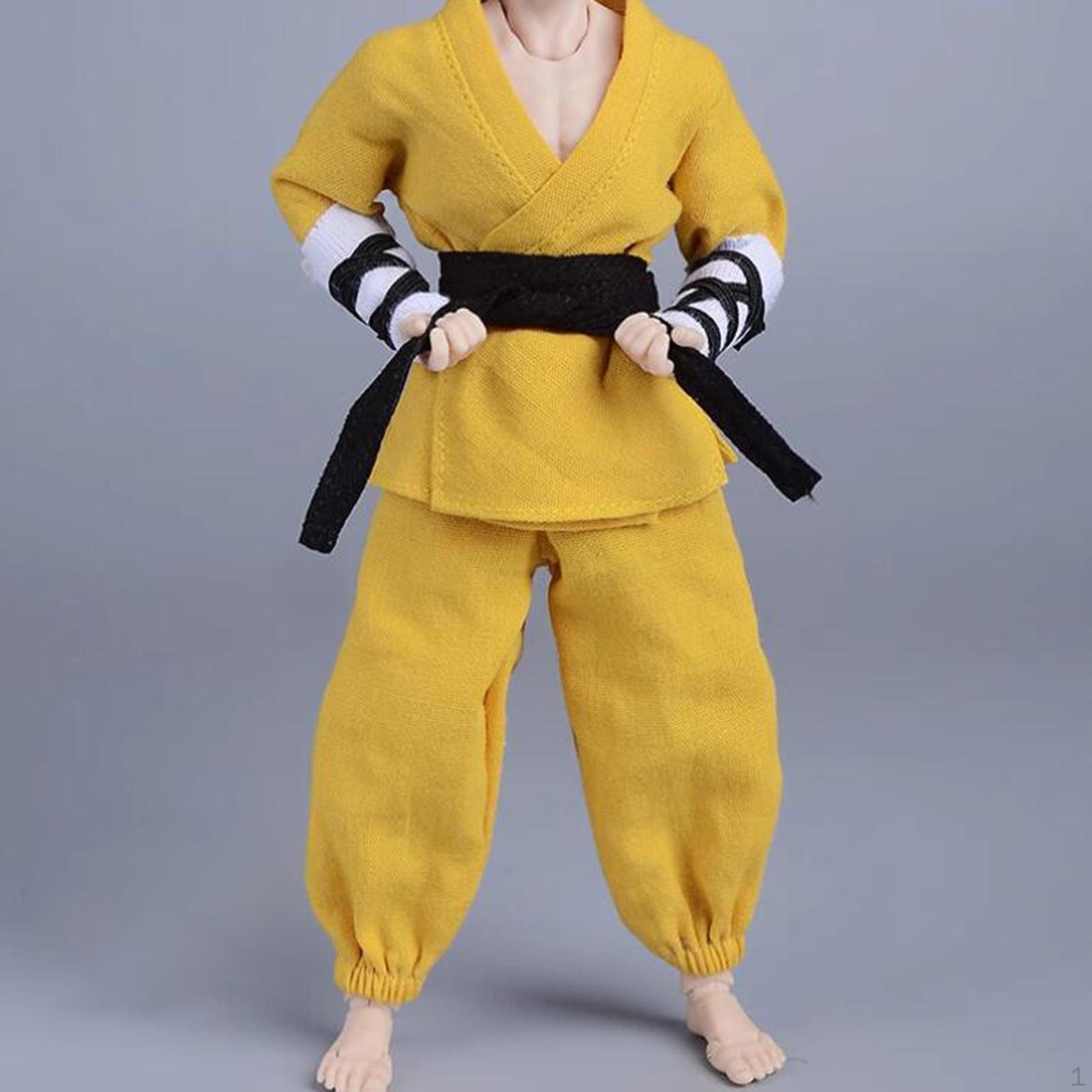 

5 предметов 1/12 масштаба верхнее пальто со штанами миниатюрная кукольная одежда Arts Fighter наряд костюм для 6 жёлтый