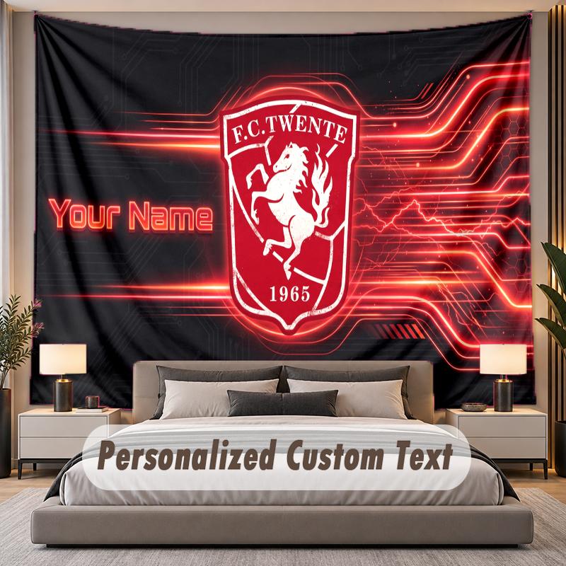 Custom Name Text Tapestry FC Twente Personalized Polyester Wall Tapestry For Bedroom And Room