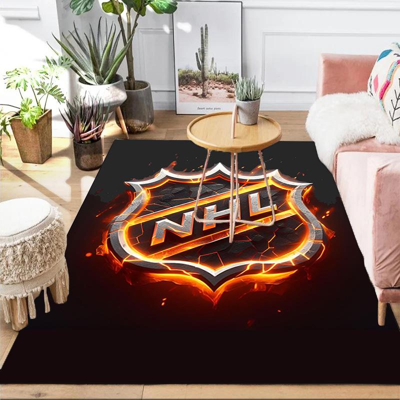 Tappeto Area Rug con Emblema Lega Hockey NHL Adatto per Interni ed Esterni, Tappeti per Cucine, Case, Uffici, Soggiorni, Arredamento Casa, Regalo di Natale