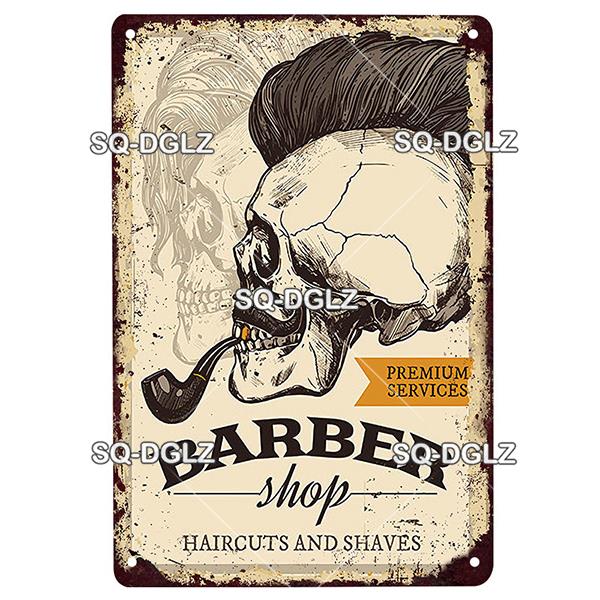 Vintage Metal Tin Sign Retro Barber Shop Wall Decor Aluminum Shaving Haircut Poster Plaque