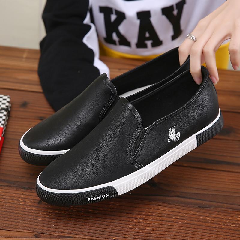 Genuine leather men's soft and comfortable men's summer breathable flat bottomed classic one foot riding Lefu driving shoes