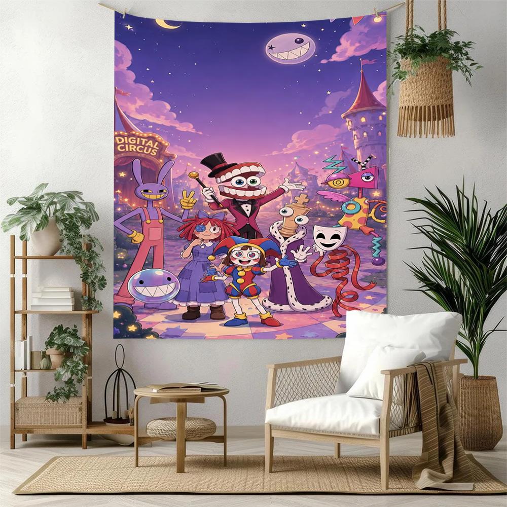 Digital Circus Wall Decor Tapestry Art For Pet Memorial Birthdaywedding Party Backdrop Family Gift