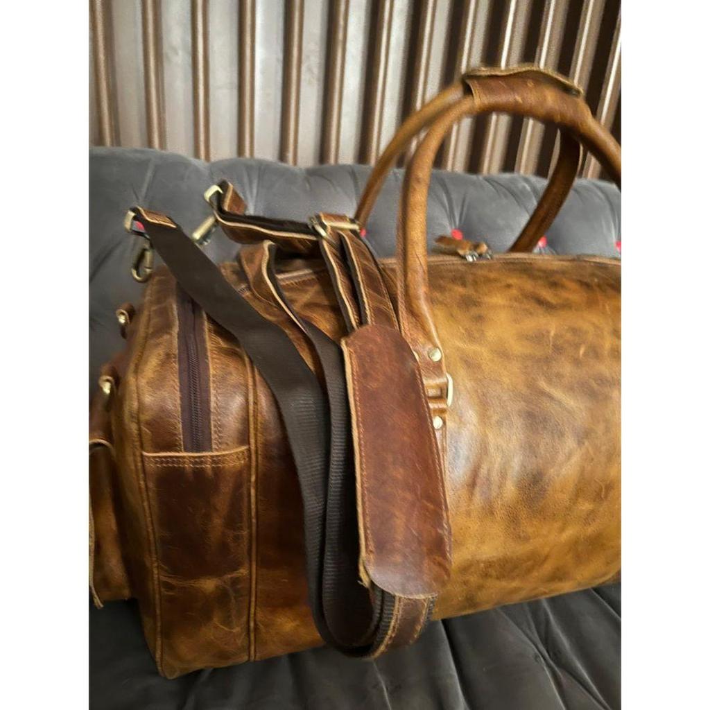 Handgemachte Reisetasche aus Leder für Herren und Damen, Reisetasche aus Leder für Übernachtungen und Wochenenden, Weihnachtsgeschenk