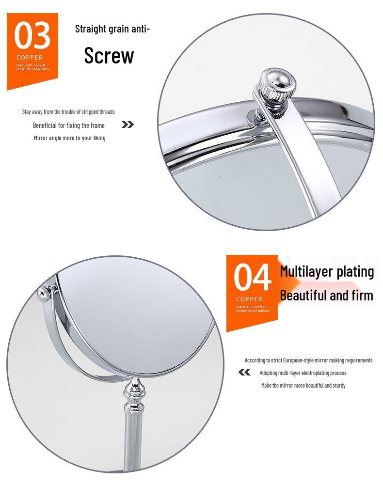 Black Double-Sided Standing Quartz Makeup Mirror for Dressing Table