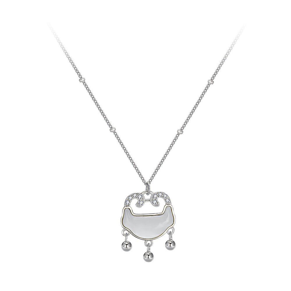 2024 Luxe Ruyi Lock Hetian Jade  S925 Silver Necklace – Elegant Retro Clavicle Chain S925 Silver
