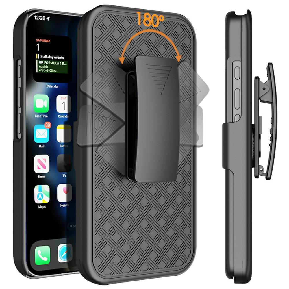 

For iPhone 16 Case PC+TPU Sliding Screen Cover Kickstand Phone Shell with Clip Style A