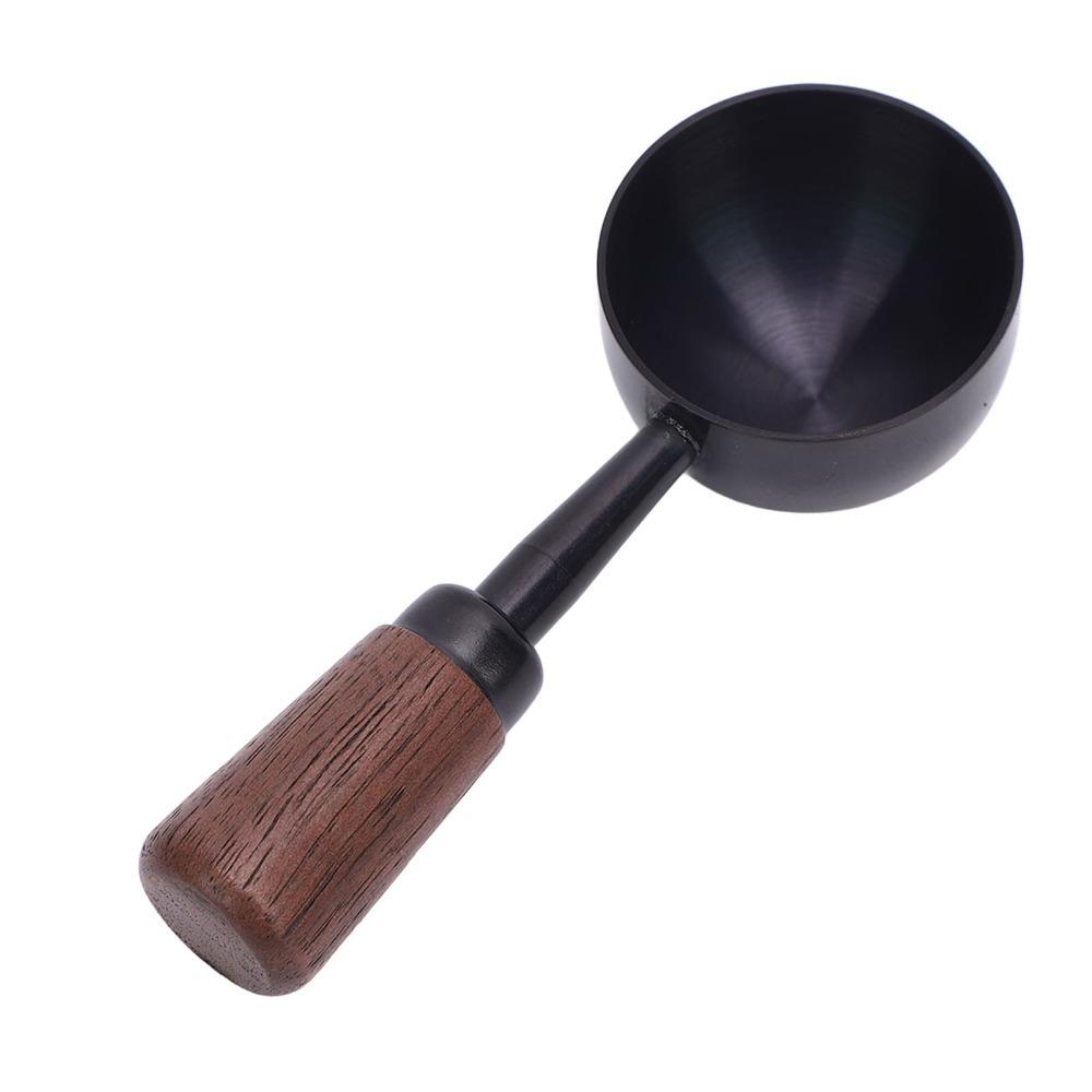 304 Stainless Steel Bean Tea Scoop Short Wooden Handle Stainless Steel Scoop  For Loose Leaf Tea