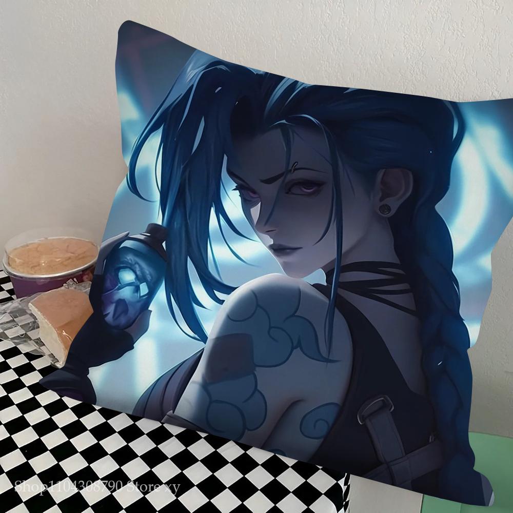 J-Jinx Animated Game Character Pillow Case Square Pillow Bedroom Sofa Leisure Comfort Cushion Car Living Room Home Decoration