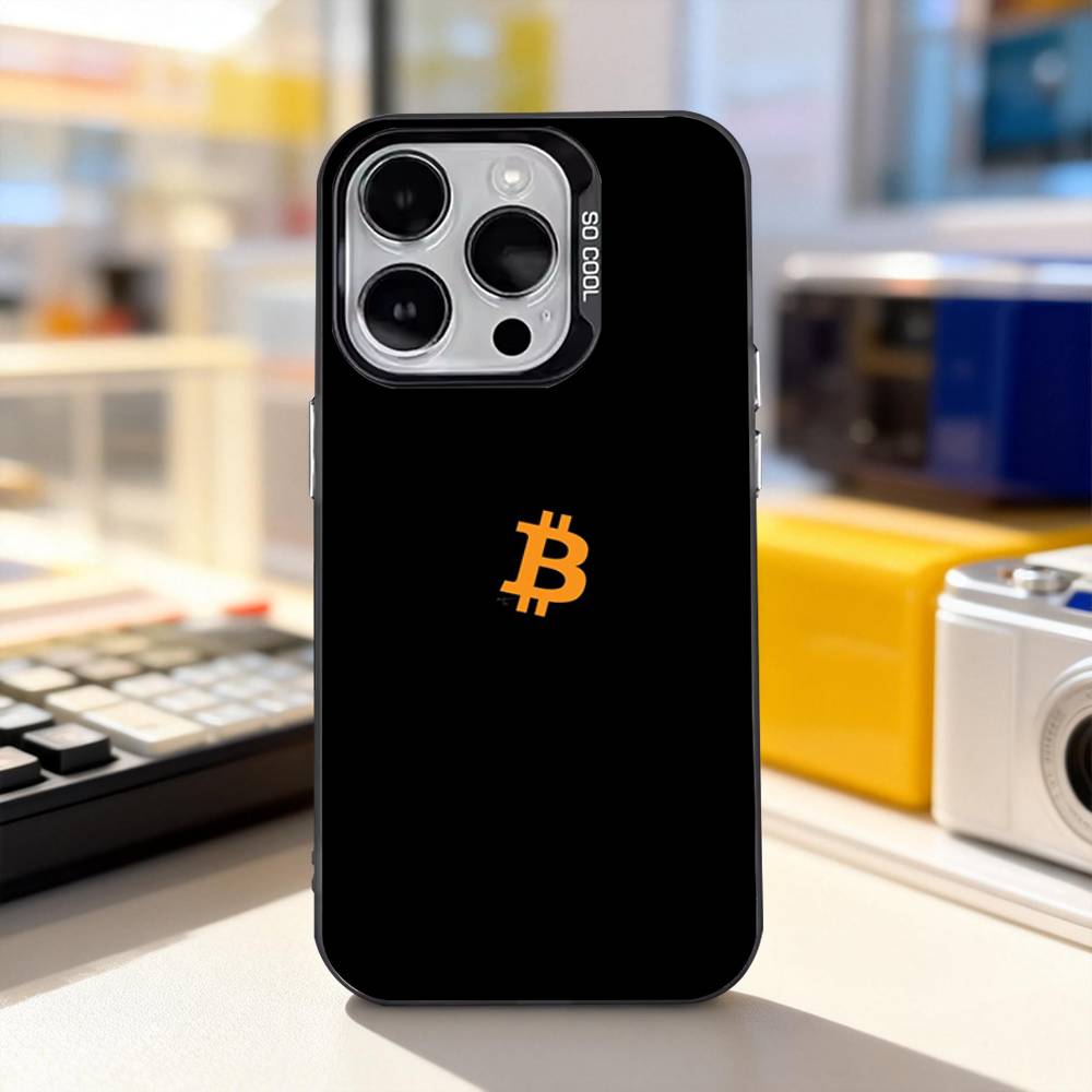 Чехол для телефона с узором Bitcoin для iPhone 17,16,15,14,13,12,11,Pro,XS,Max,Plus,Mini,SE4,E Черный Матовый Ударопрочный Чехол iPhone17promax