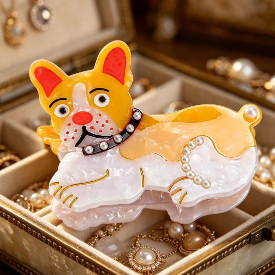 Hair Clip Carton Dog Shape Acetic Acid Back Head Hair Claw Anti-slip Teeth Lightweight Colorfast Large Shark Hair Claw Hair Accessories