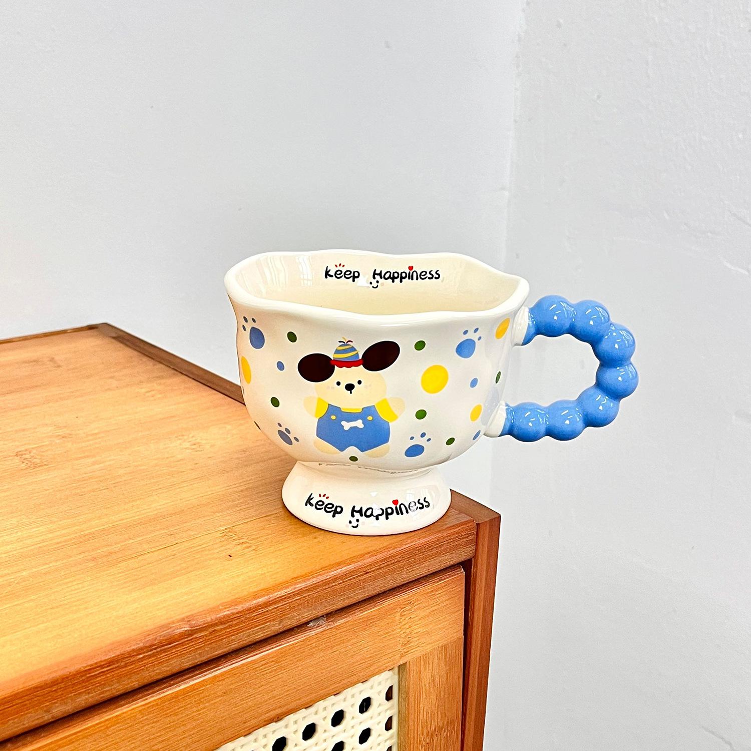 

Puppy Mug High Looking Cup Ceramic Couple Water Cup for Girls Birthday Gifts 301-400ml