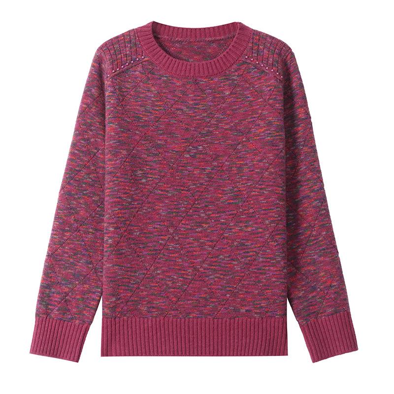 Autumn Winter Round Neck Loose Casual Patchwork Sweater Women Trend Fashion All-match Knitting Pullover Top